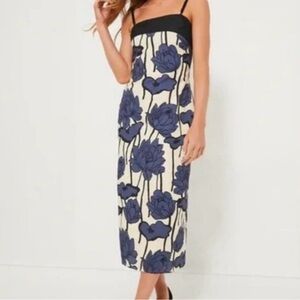 ISO Tuckernuck Black and Blue Floral Midi Cecily Dress